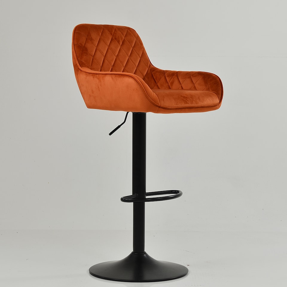 image 1 of Lakeland Furniture Arnside Burnt Orange Velvet Black Adjustable Base 1 Bar Stool