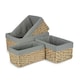 image 1 of Set of 4 Thatch Grass Woven Storage Basket with Grey Cotton Lining | Green | Green | Not provided