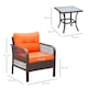 image 7 of Outsunny 3 Pieces Rattan Bistro Set with Tempered Glass Table Orange