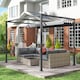 image 8 of Outsunny 3 x 2m Metal Outdoor Pergola with Retractable Roof, Outdoor Gazebo Canopy Shelter with Drainage Holes for Garden, Patio, Lawn, Grey