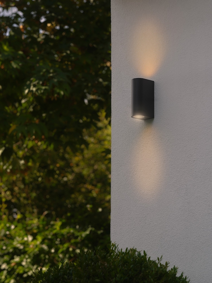image 1 of Nordlux Dion Outdoor Wall Light Black Aluminium Solar GU10 Sensor Weatherproof - Mains Powered, IP44 | Black | Black