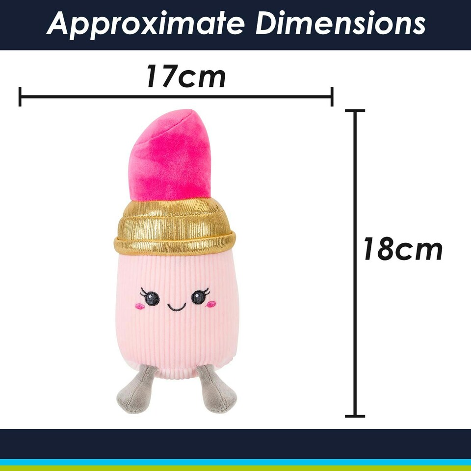 image 1 of Lipstick Soft Toy Cute Plushie Huggable Cuddly Stuffed Toy 18cm Pink