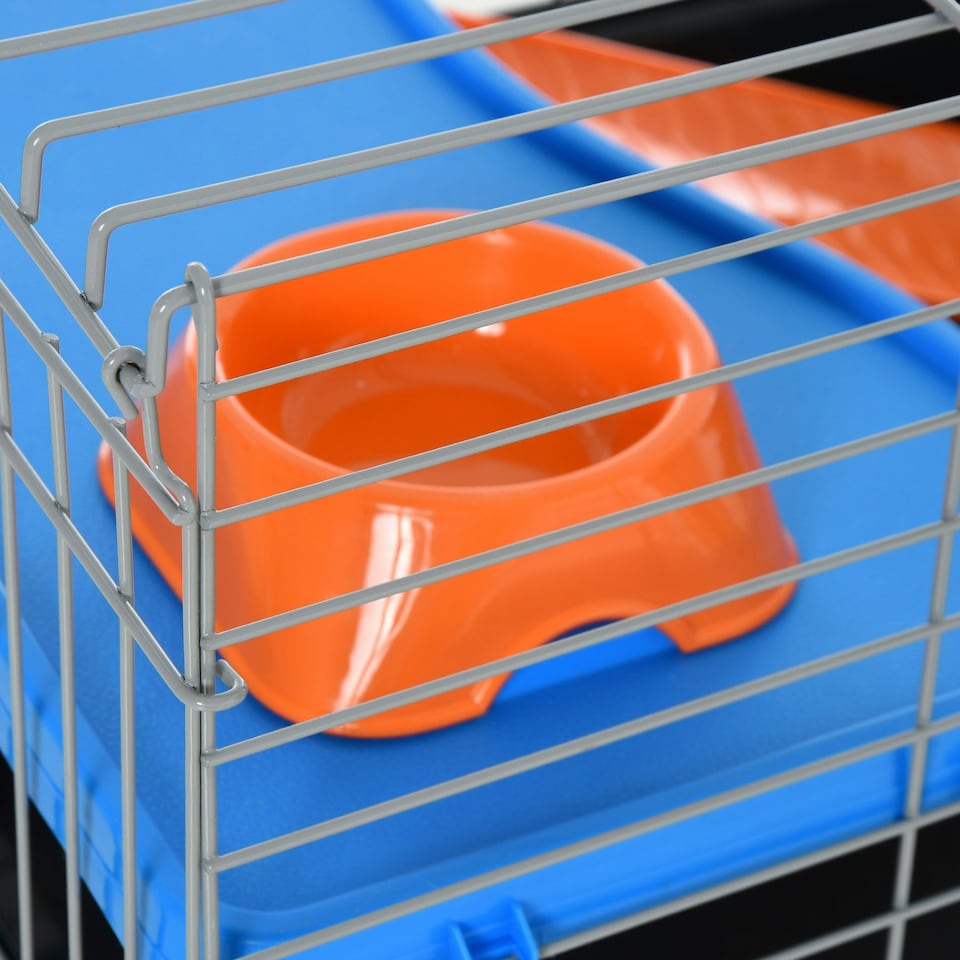image 1 of PawHut 89cm Small Animal Cage for Rabbit Guinea Pig w/ Food Dish Black