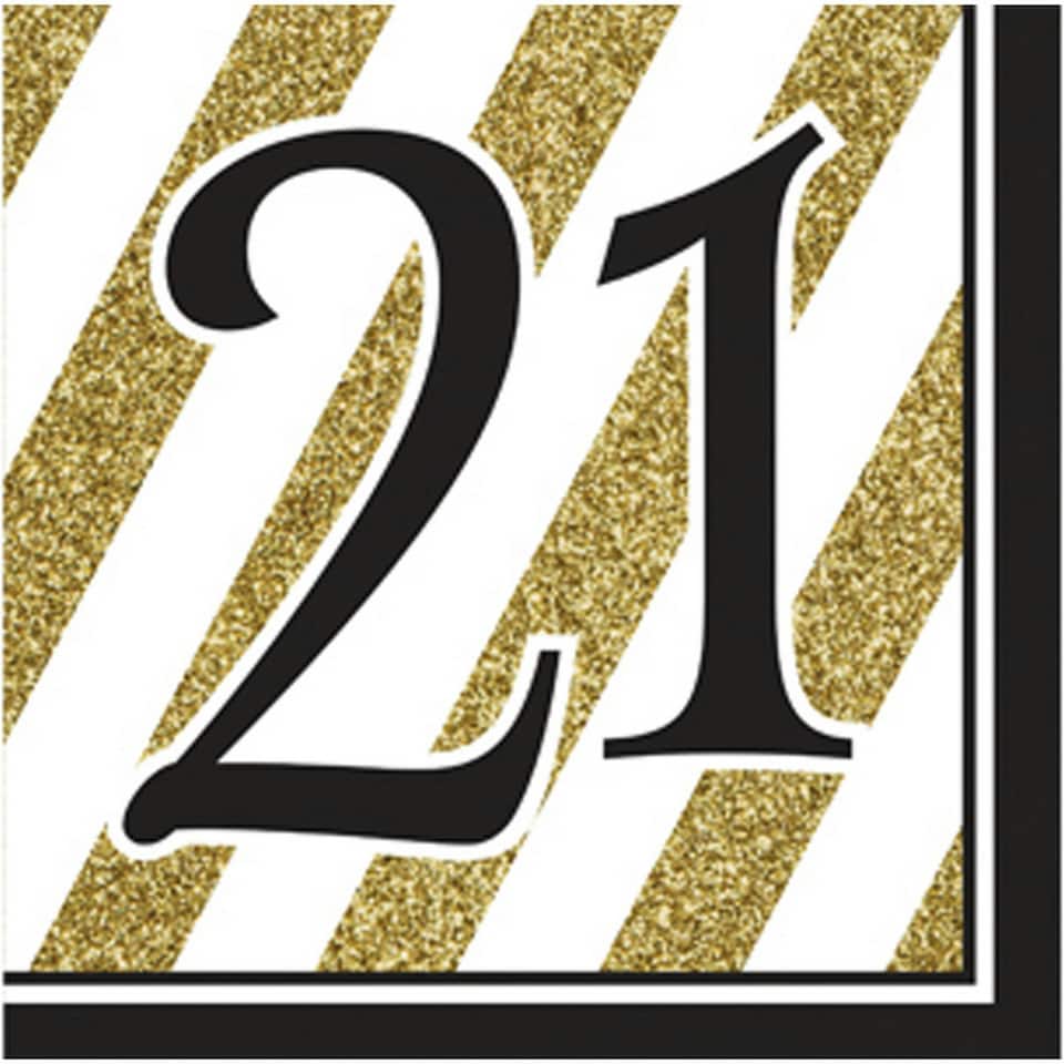 image 1 of Creative Converting Black And Gold Milestone Napkins (Pack Of 16) - Black/Gold - 60