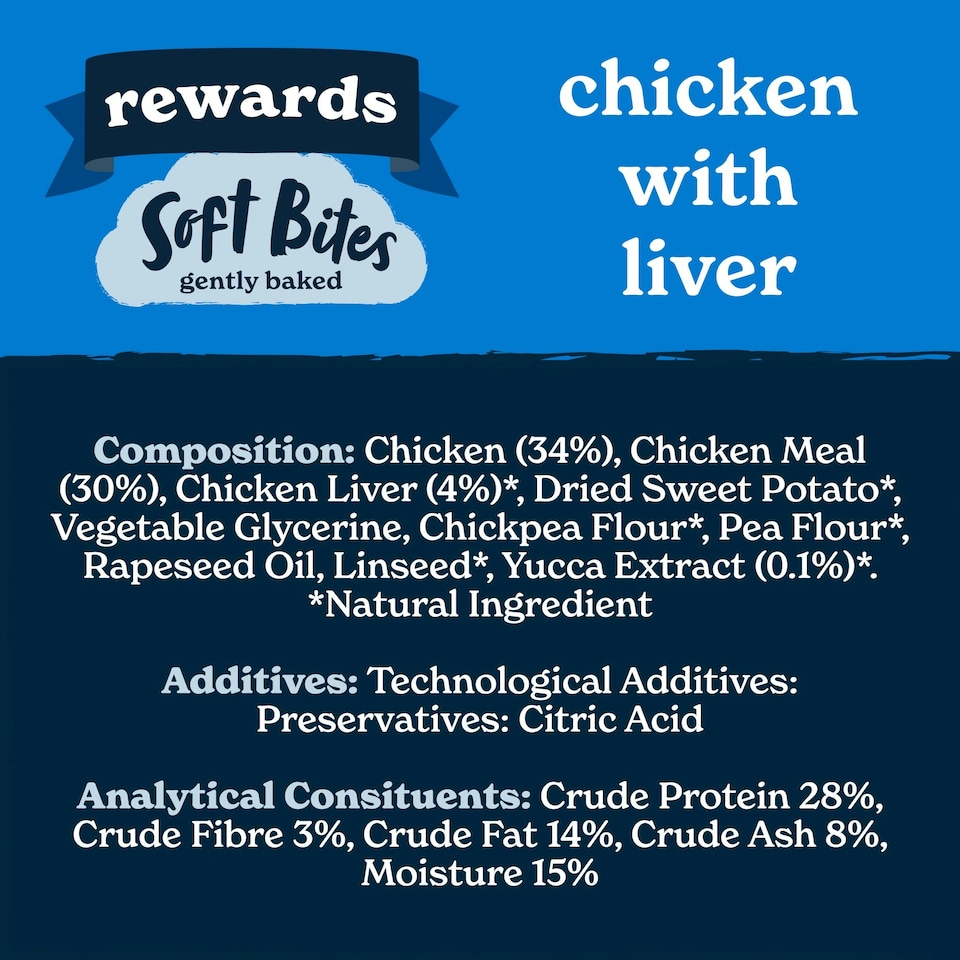 image 1 of Rewards Chicken & Liver Soft Bite Dog Training Treats (8x90g)