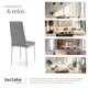 image 7 of Dining Chair Set - high backrest, slim steel legs & rhinestone highlights - Set of 8 Grey