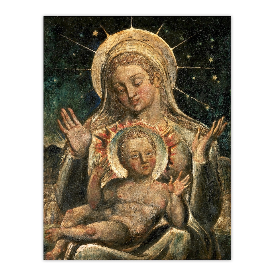 image 1 of Virgin Mary and Child Painting William Blake Wall Art Poster Print 12X16"