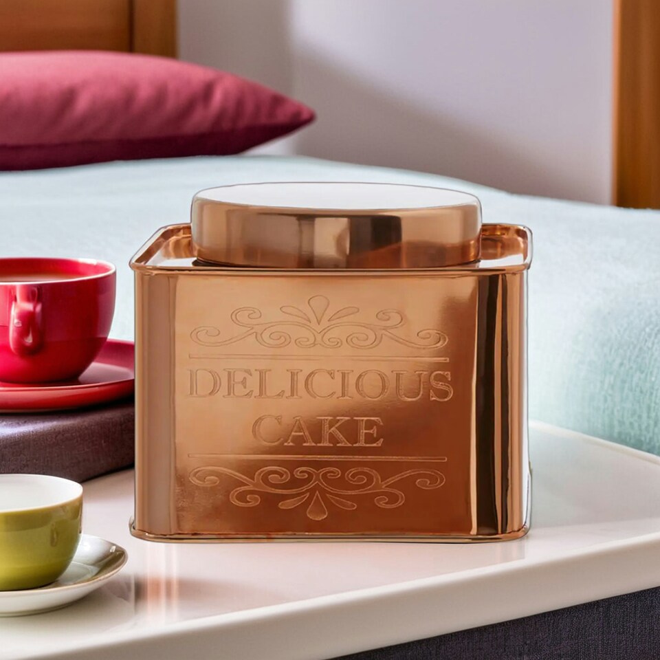 image 1 of Maison by Premier Chai Square Copper Finish Cake Canister