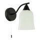 image 2 of Traditional Switched Downlight Wall Light in Matte Black with Opal Glass Shade