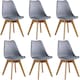 image 1 of Set of 6 Scandinavian Dining Chairs with Leather Cushions Solid Wood Legs Grey