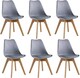 image 1 of Set of 6 Scandinavian Dining Chairs with Leather Cushions Solid Wood Legs | Grey