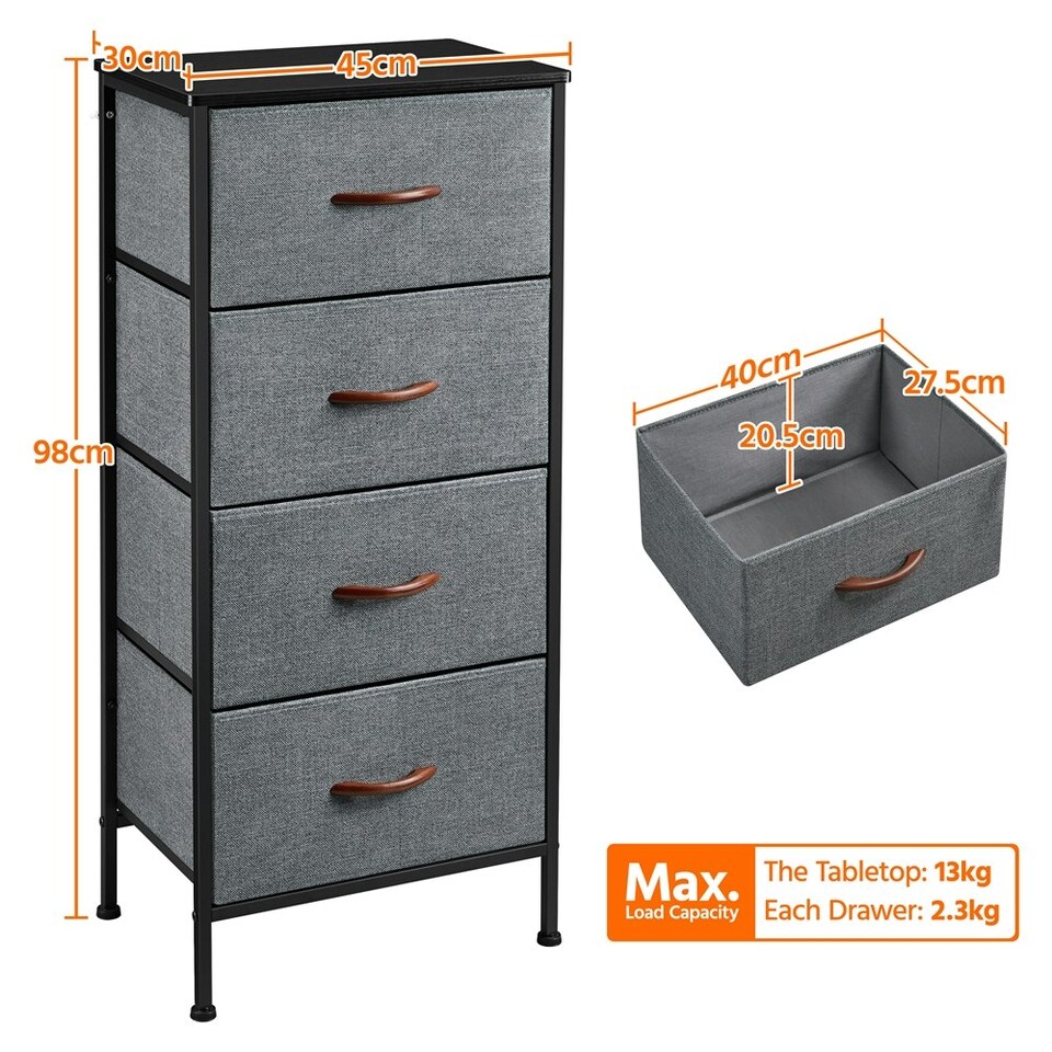 image 1 of Yaheetech Vertical Storage Organizer with 4 Drawers Dark Grey Grey | Dark Grey