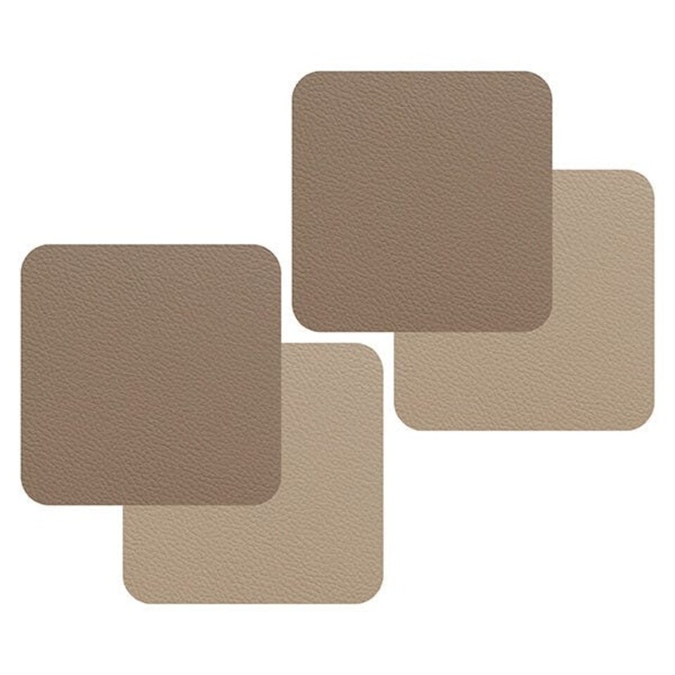 image 1 of I-Style Taupe and Sandstone Flexi Set of 4 Faux Leather Coasters