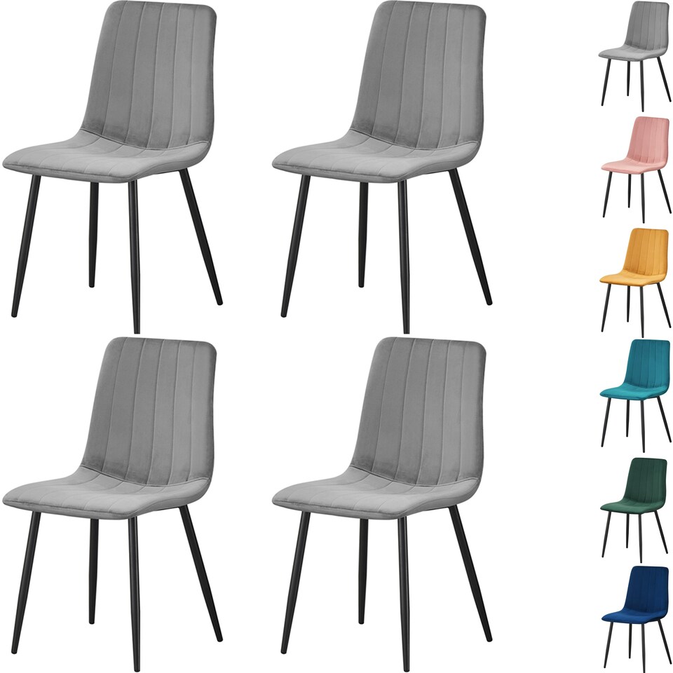 image 1 of Set of 4 Chairs  Milan Velvet Dining Chairs with Sturdy Metal Legs - Kitchen, Living Room & Reception Chairs with Backrest and Padded Seat | Green | One Size