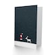 image 2 of Greeting Card Santa Claus With White Reindeer in Snow Modern Blank For Him Or Her Art Xmas Christmas Card