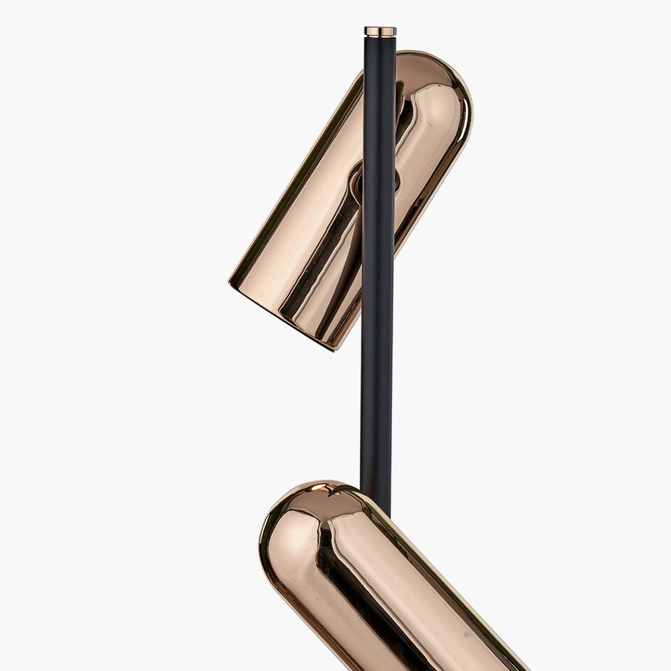 image 1 of Black and Rose Gold Metal LED Floor Lamp Black | Rose gold