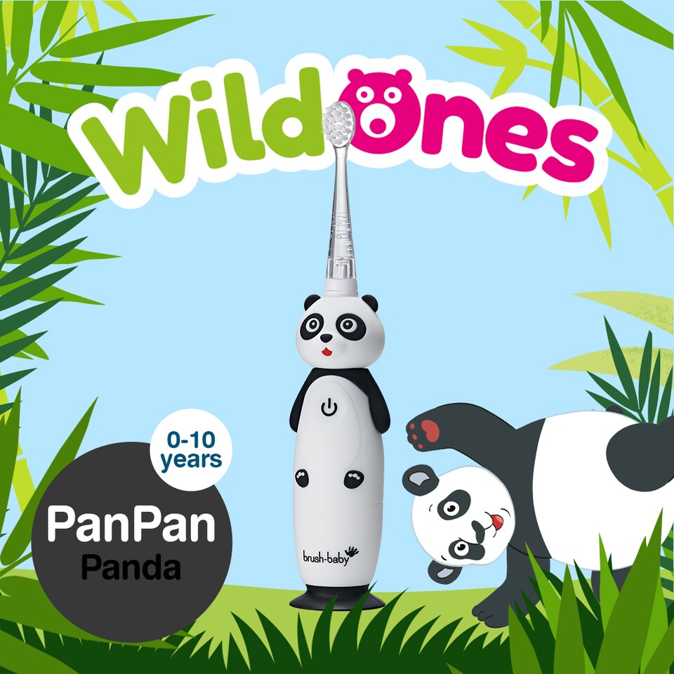 image 1 of Brush Baby WildOnes Panda Kids Electric Rechargeable Toothbrush
