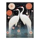 image 3 of Japanese Cranes Oil Floral Pink White Birds Black Framed Wall Art Print A4