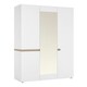image 1 of Chelsea Bedroom 3 Door Wardrobe with Mirror in White with a Truffle Oak Trim