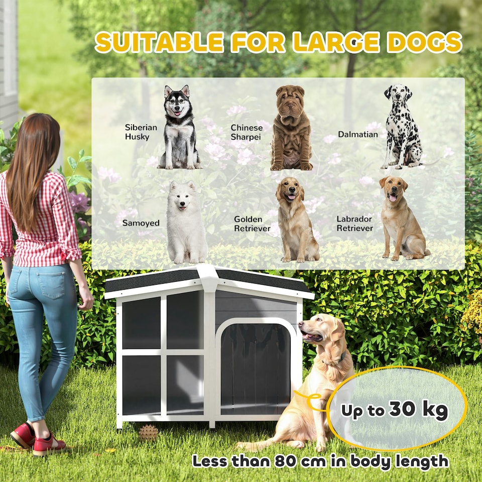 image 1 of PawHut Wooden Dog Kennel, Dog House w/ Removable Floor or Large Dogs 