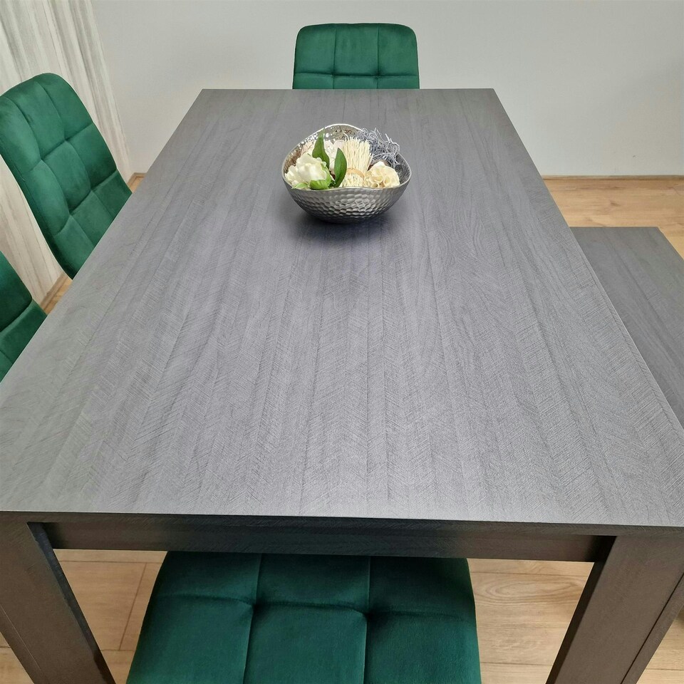 image 1 of Dining Table Set with 4 Chairs and a Bench Dining Room and Kitchen table set of 4 Grey