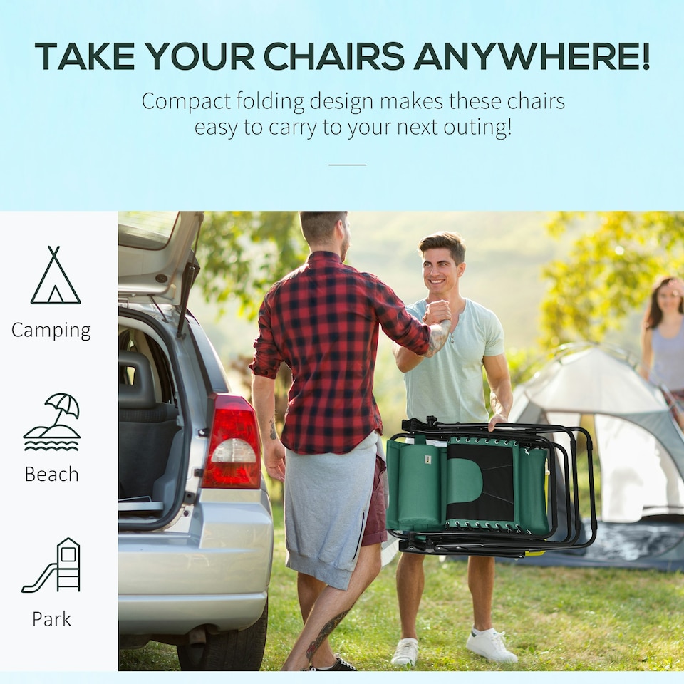 image 1 of Outsunny Zero Gravity Lounger Folding Recliner Chair w/ Cup Holder Green