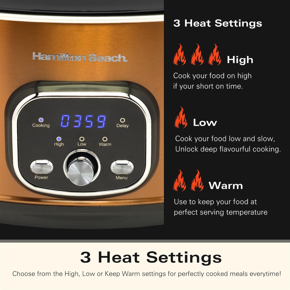 image 1 of Hamilton Beach 6.5L Digital Oval Slow Cooker Copper