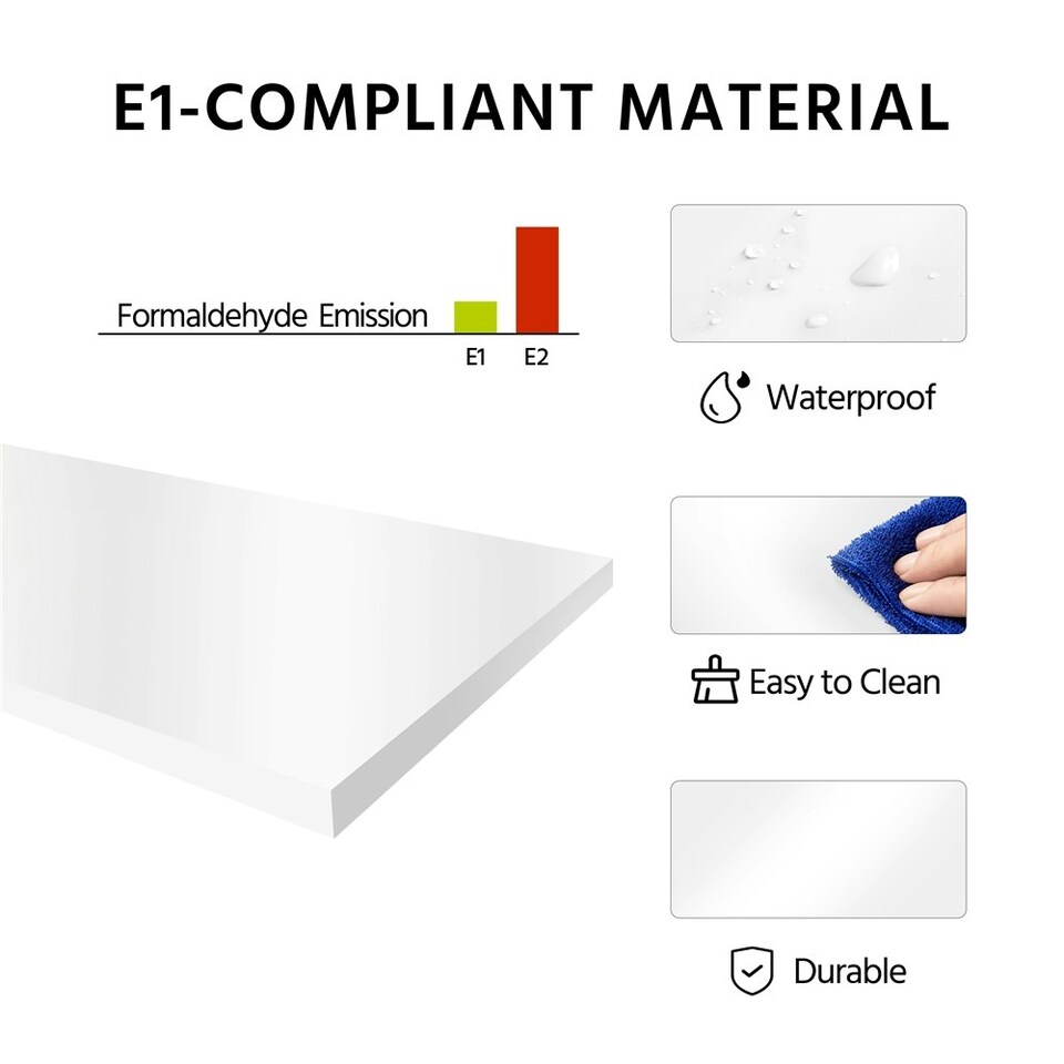 image 1 of Yaheetech Floating Storage Vanity with Ceramic Basin White