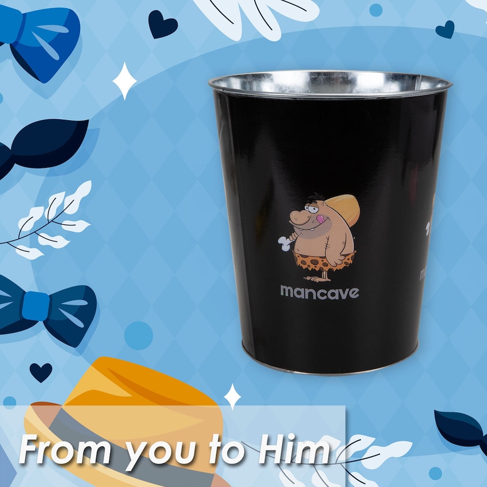 image 1 of PMS Man Cave Waste Bin Best Dad Ever Fathers Day Gift Black
