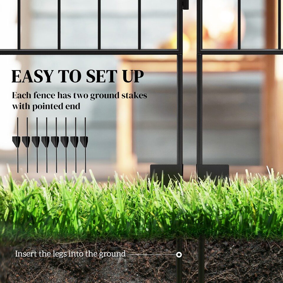 image 1 of Outsunny Decorative Garden Fencing 4PCs 43in x 11.5ft Metal Border Edging