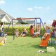 image 2 of Outsunny 4 in 1 Metal Kids Swing Set w/ Double Swings, Glider, Slide, Ladder