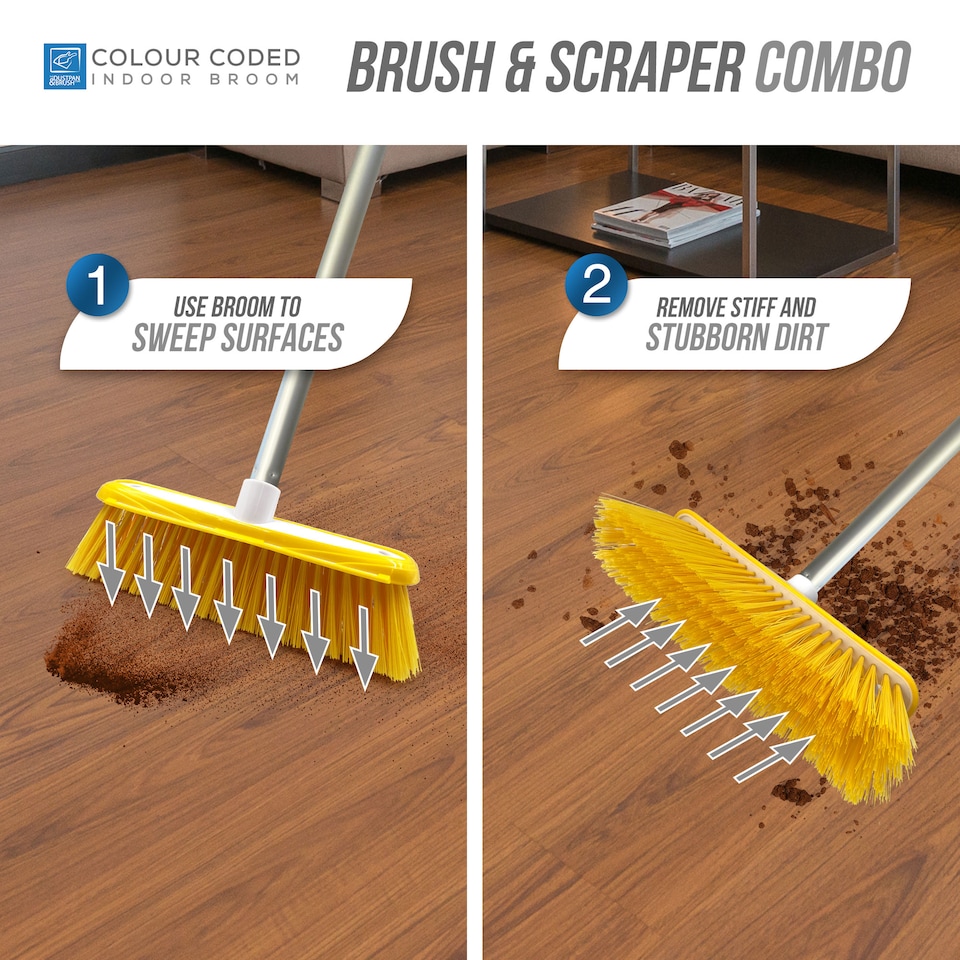 image 1 of Colour-Coded Soft Indoor Sweeping Brush Head Only with Built-In Scraper