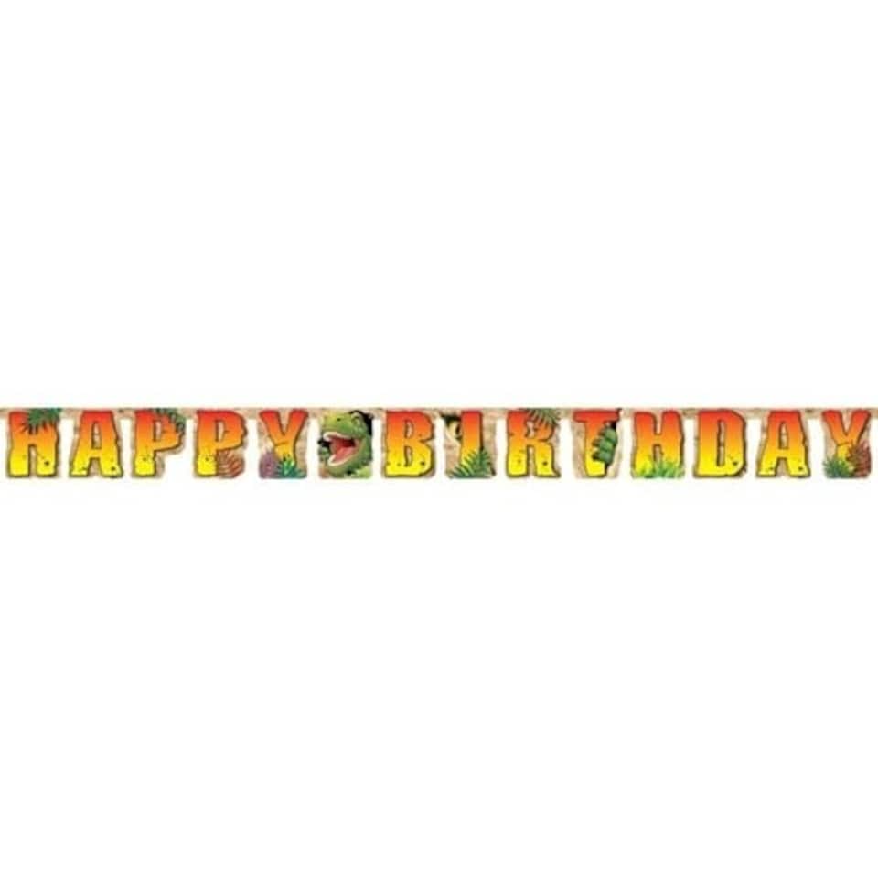 Dino Blast Dinosaur Happy Birthday Jointed Letter Cardboard Banner 220cm