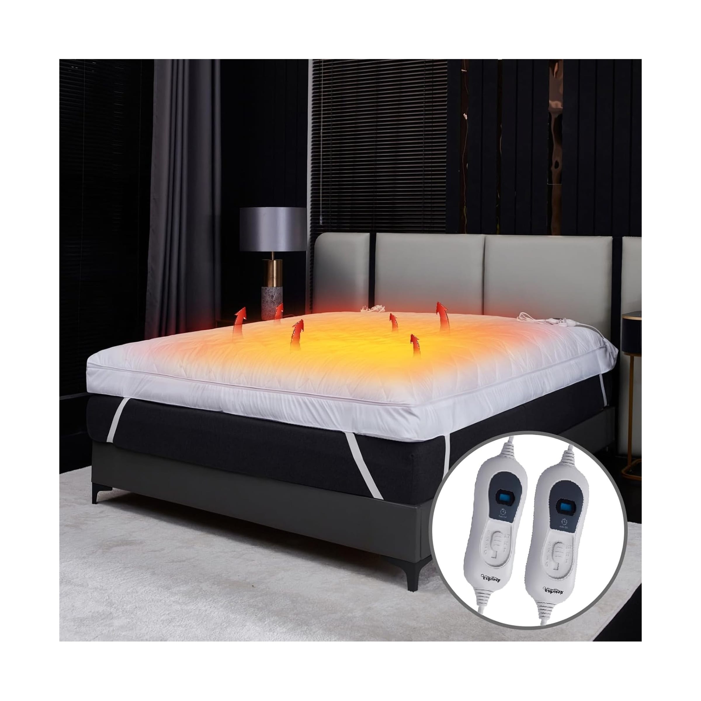 Ezysleep 4 Inch Extra Thick Heated Mattress Topper Deep Plush Thermoregulating | White