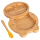 image 1 of Tiny Dining Bamboo Weaning Plate & Fork Set - Penguin/Yellow - Divided Non-Slip Bamboo Baby Self-Feeding Weaning Plate & Cutlery
