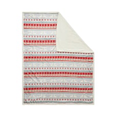 BHS Christmas Stag Stripe Throw with Sherpa, Red & Green