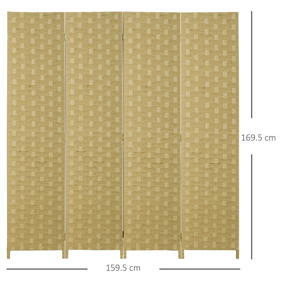image 1 of HOMCOM 4 Panel Folding Room Dividers for Wall, Privacy Screen Panels, Brown Brown | 4 panels