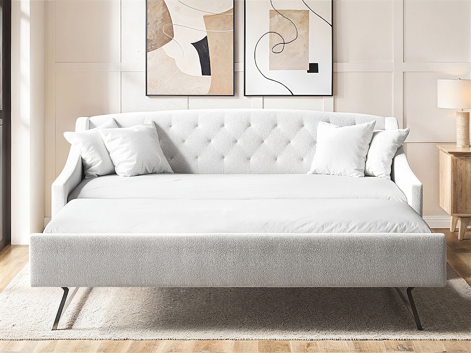 image 1 of Flair Aurora Daybed with Trundle White Boucle
