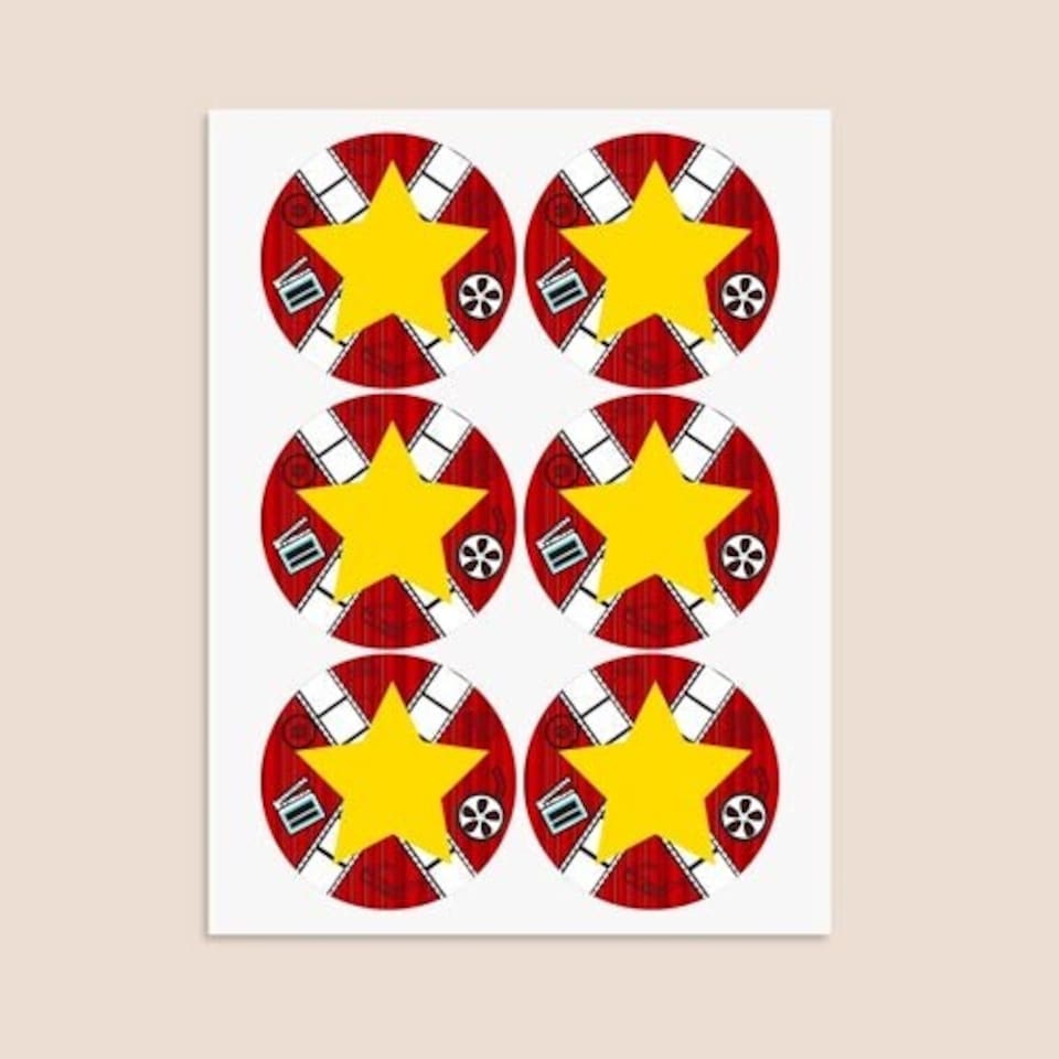image 1 of Hollywood Design Round Stickers 88mm - Sheet of 6