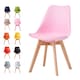 image 1 of Single Dining Chair with Solid Wooden Legs and Seat Cushion Pad Pink - Eva by MCC