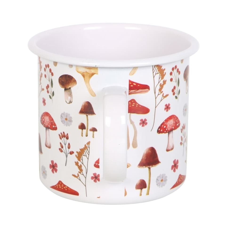 image 1 of Something Different Mushroom Enamel All-Over Print Mug - White/Red - One Size