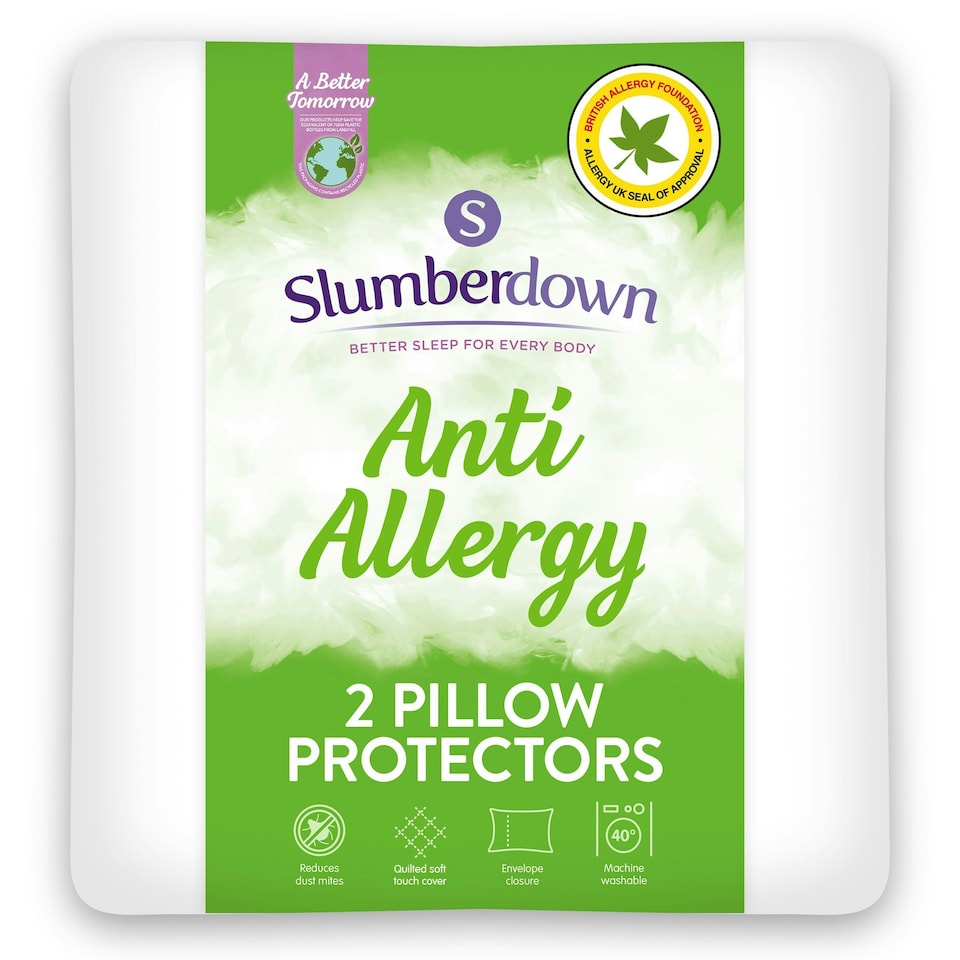 Slumberdown Anti Allergy Pillow Protector, 2 Pack