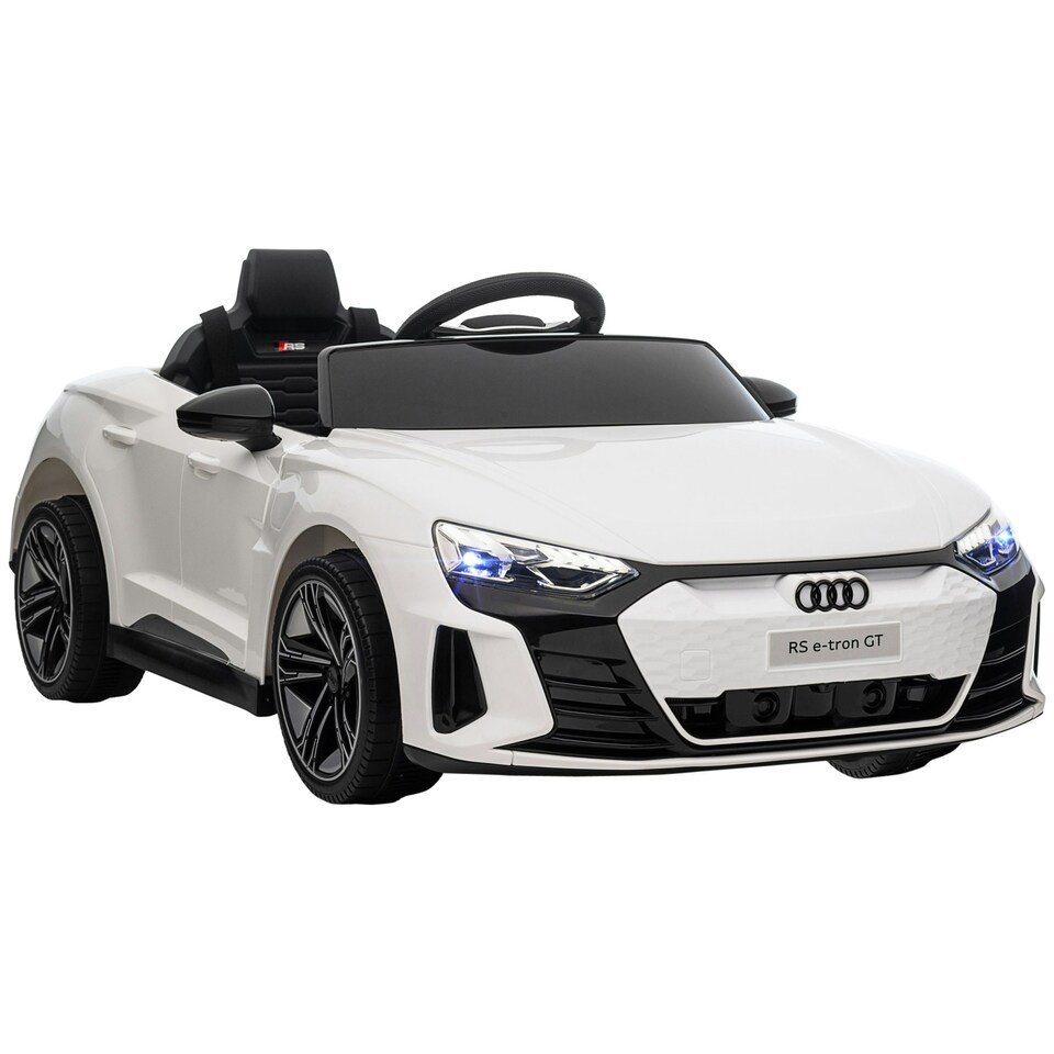 image 1 of HOMCOM Audi RS e-tron GT Licensed Electric Car for Kids, 12V Battery Powered Electric Ride-on Toy with Remote Control Music, Suspension Wheels, Soft Start, for 3-5 years, White