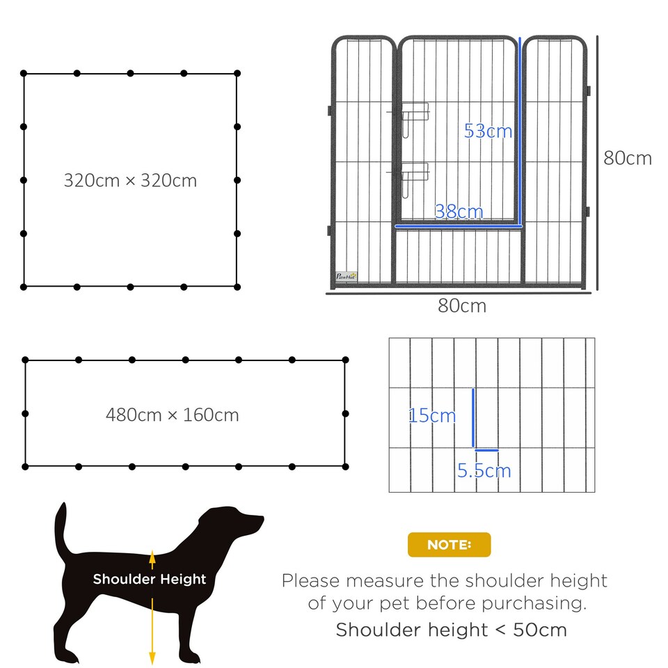 image 1 of PawHut 16 Panels Heavy Duty Puppy Play Pen for Small, Medium Dogs 80Hcm