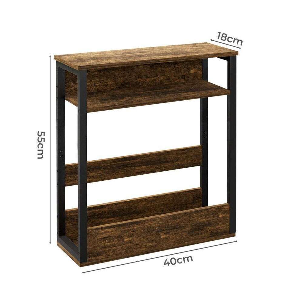 image 1 of Levede Narrow Coffee End Table Sofa Over Bedside Table Laptop Shelf Desk Brown | Brown