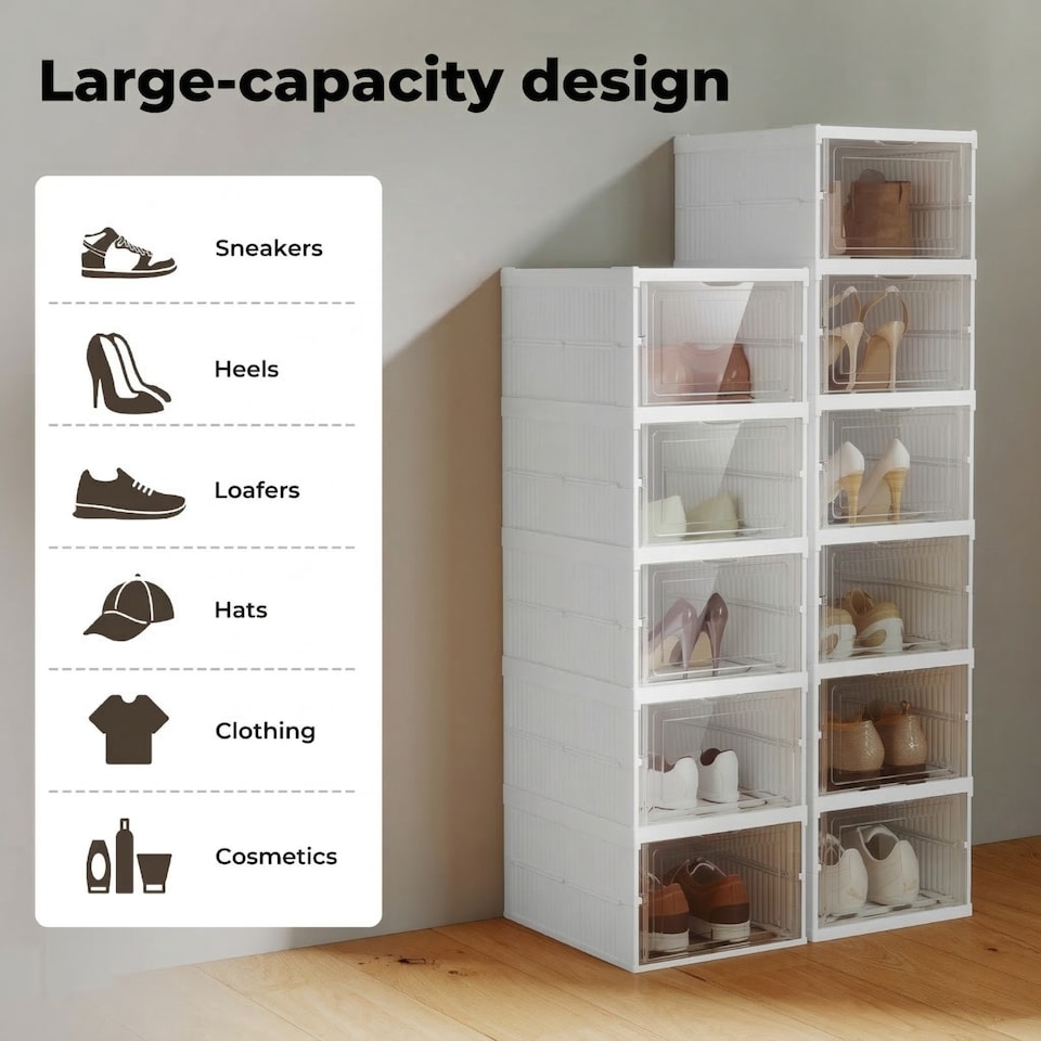 image 1 of Levede Shoe Box Foldable Home Shoe Shelf Ventilated Storage Organizer 6 Pcs
