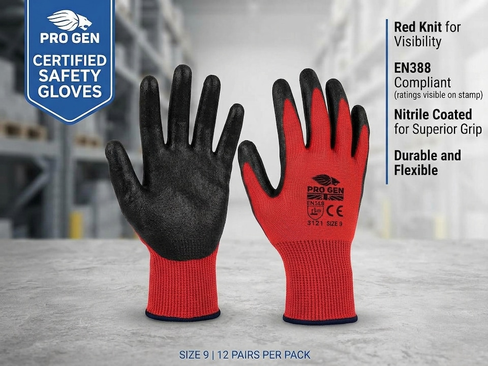 image 1 of 12 Pair Nitrile Coated Work Breathable Safety Gloves for DIY and Gardening