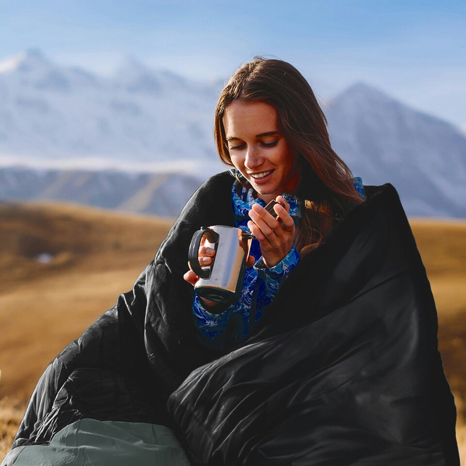 image 1 of Premium Waterproof Lightweight Sleeping Bag - Black - 3-4 Seasons