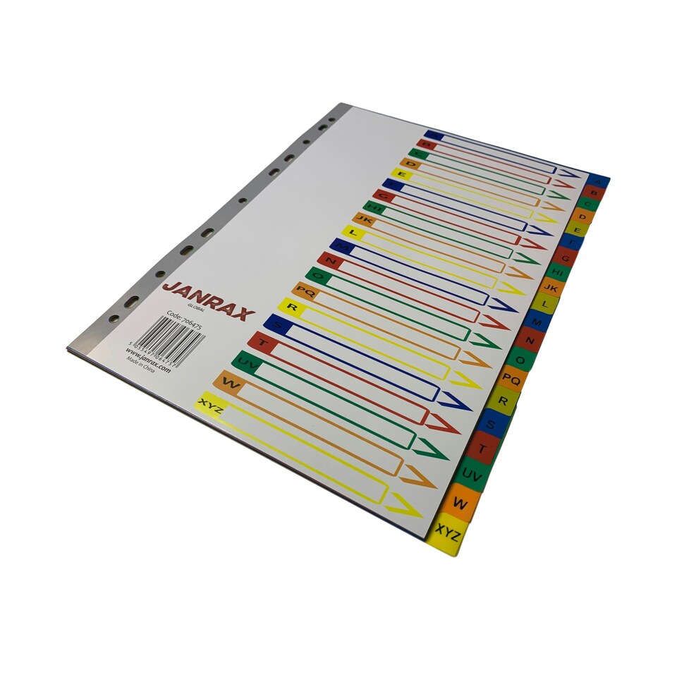 image 1 of A4 A-Z 20 Part Polypropylene Dividers with Reinforced Index Cover