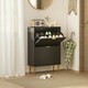 image 10 of HOMCOM Slim Shoe Storage Cabinet with 2 Flip Drawers for Hallway White | Gold | 60W x 24D x 91.5H cm